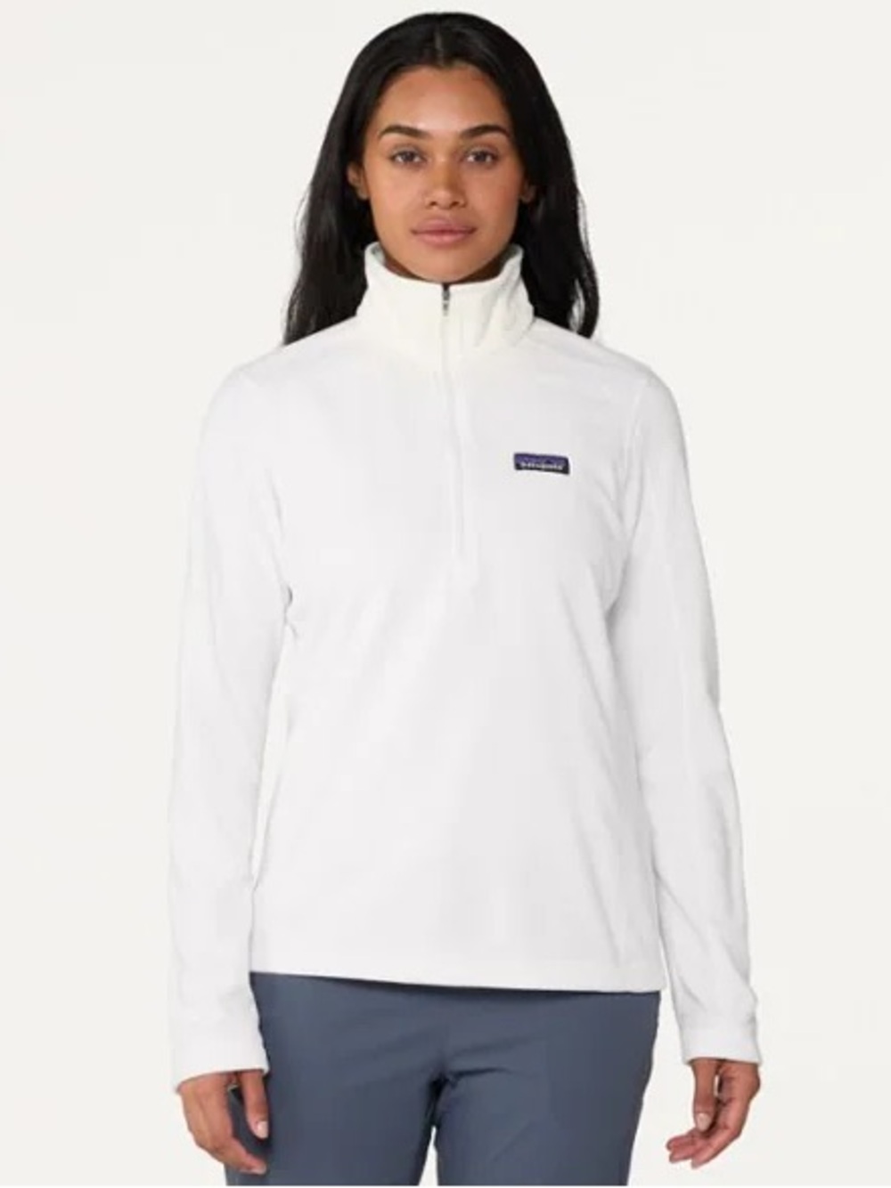 Patagonia Micro D White Microfleece Quarter Zip Pullover Women's L
